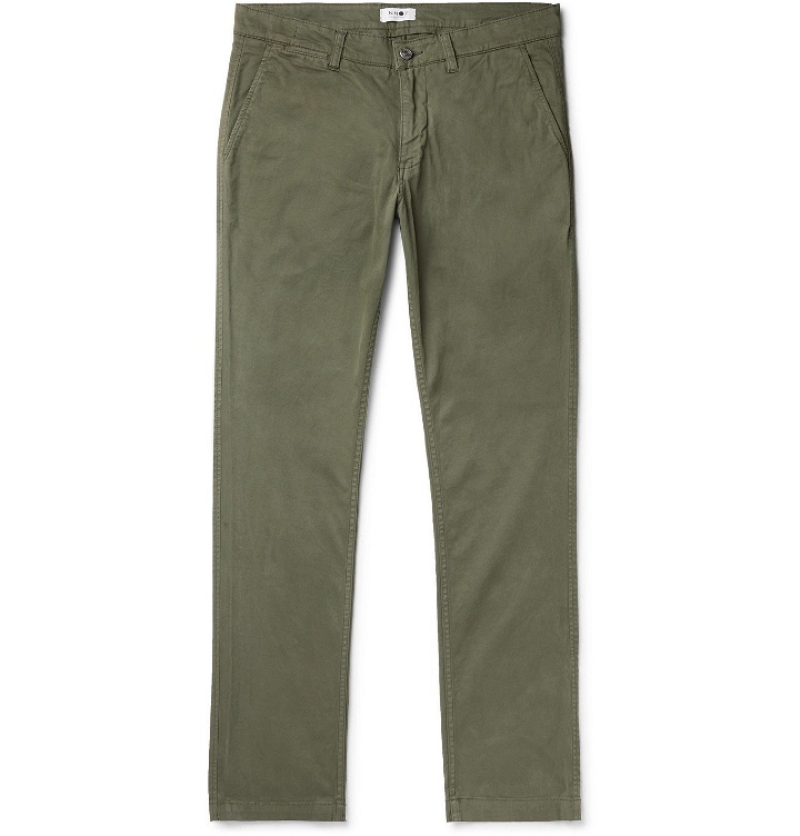 Photo: NN07 - Marco 1400 Slim-Fit Tapered Stretch-Cotton Twill Chinos - Green
