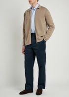 Canali Zip up Modal and Cotton-blend Cardigan Brown