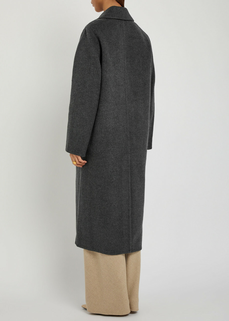 Vince Single Breasted Wool-blend Coat Dark Grey