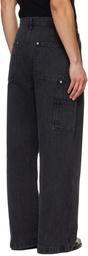 TONYWACK Black Cord Twill Work Jeans
