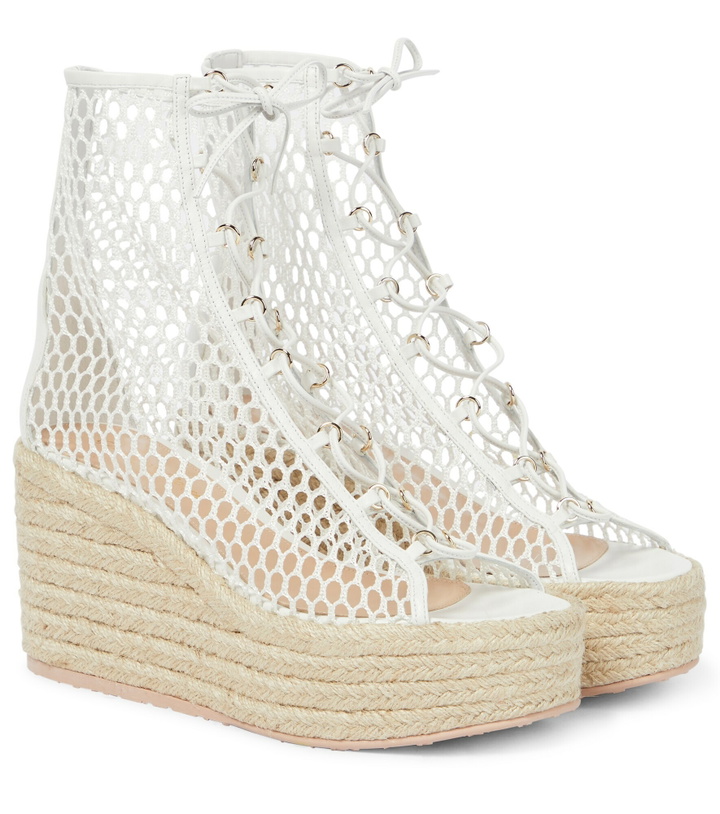 Photo: Gianvito Rossi - Helena 45 crochet espadrille wedges