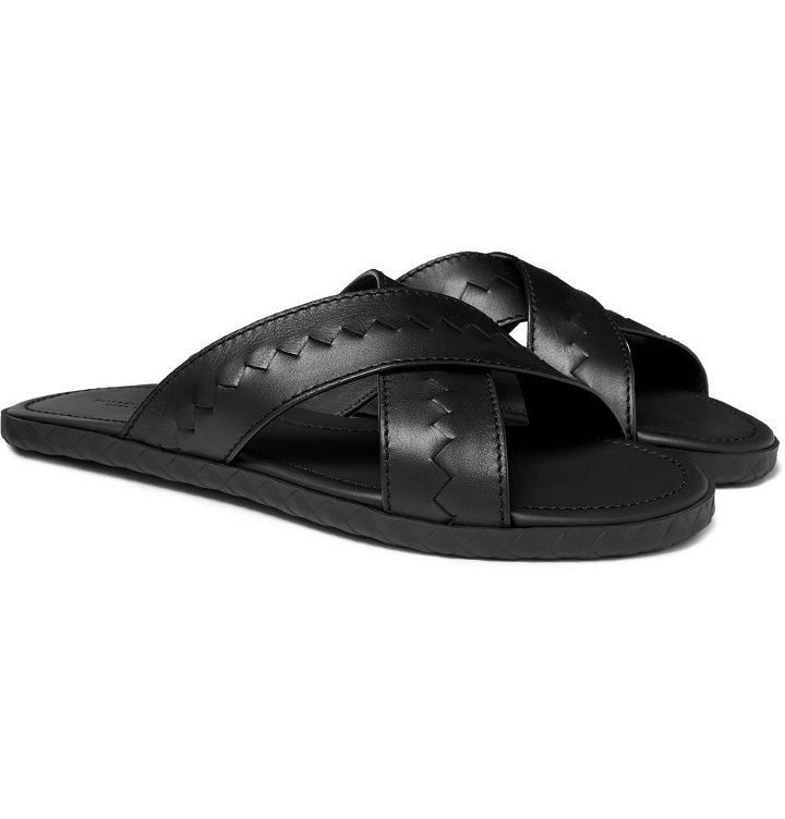Photo: Bottega Veneta - Intrecciato Leather Sandals - Black