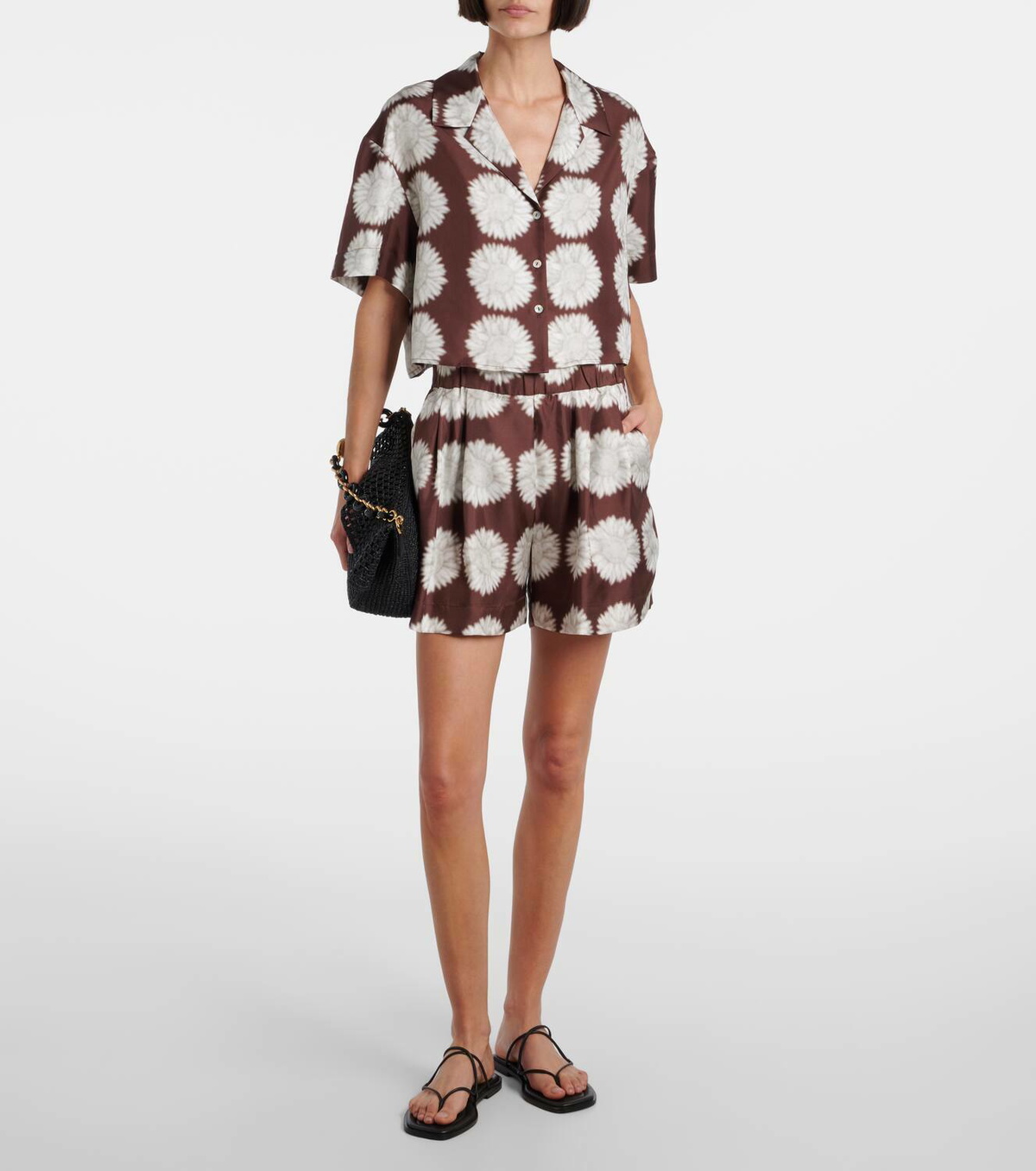 Asceno Zurich printed silk twill shorts