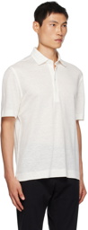 ZEGNA White Four-Button Polo