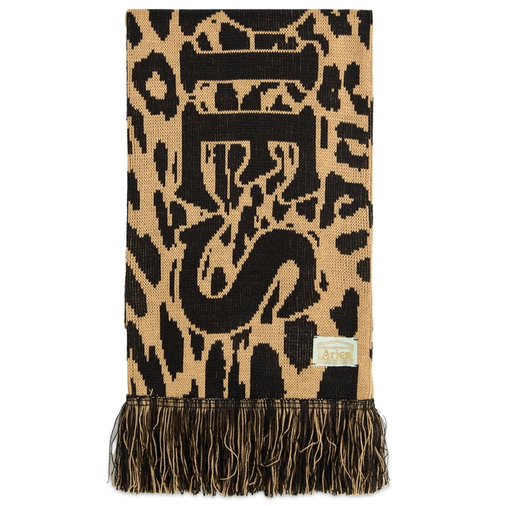 Photo: Aries Men's J'Adoro Leopard Scarf in Beige 