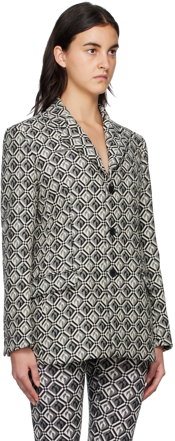 Marine Serre Black & Off-White Moon Diamant Blazer Marine Serre