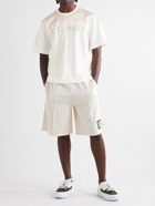 FENDI - Logo-Appliquéd Mesh-Panelled Cotton-Blend Jersey T-Shirt - Neutrals