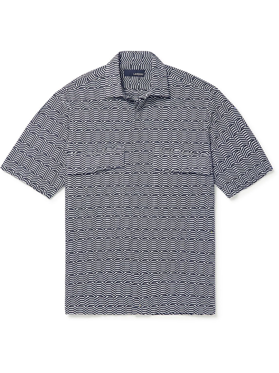 Lardini - Printed Cotton-Seersucker Shirt - Blue Lardini