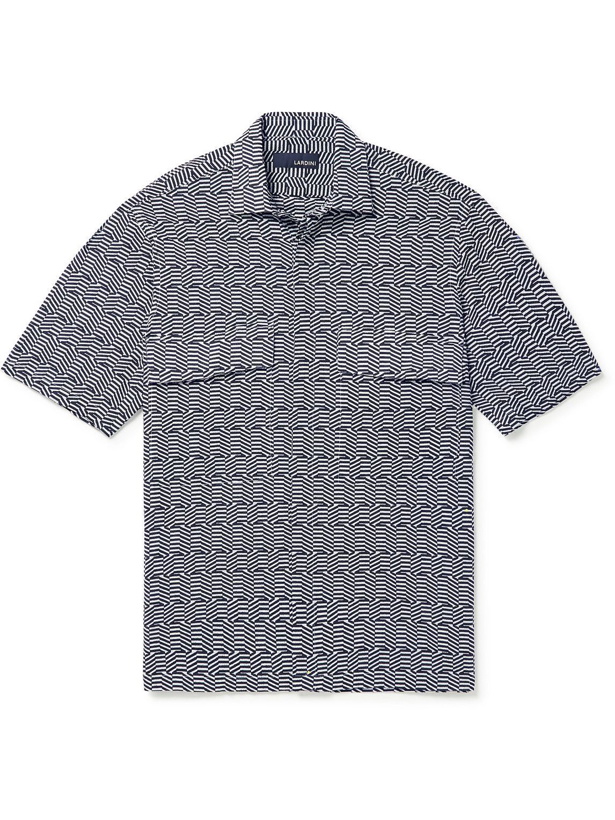 Photo: Lardini - Printed Cotton-Seersucker Shirt - Blue