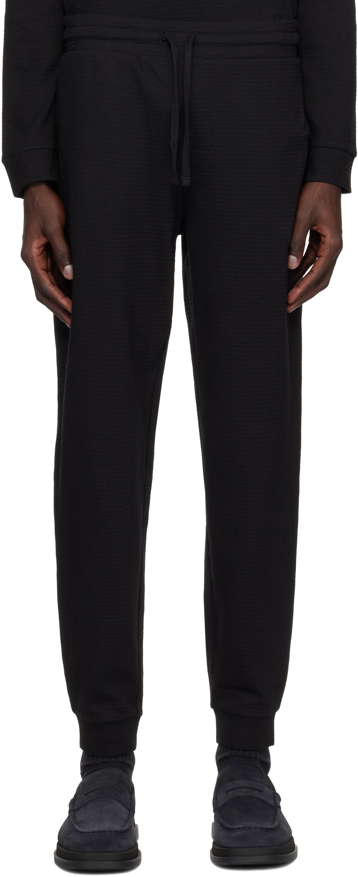 Hugo Black Cotton-Blend Embroidered Logo Sweatpants