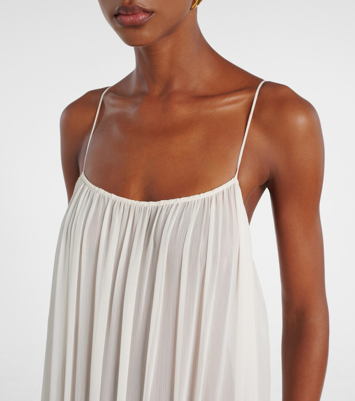 Xu Zhi Feather-trimmed gathered gown