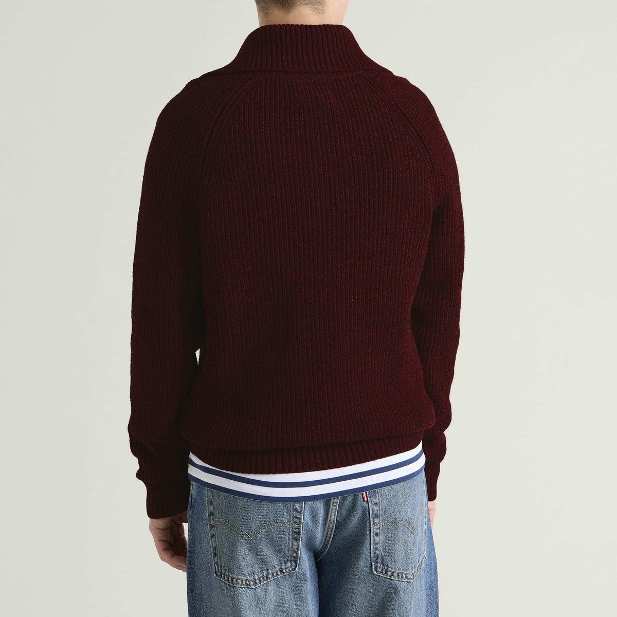 Barbour Men's Riggbay Knitted Half Zip Jumper in Chestnut
