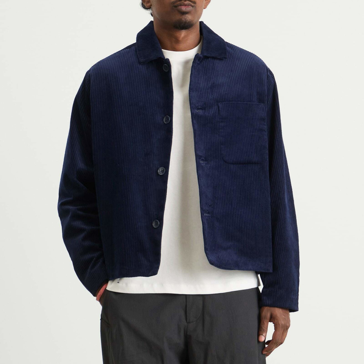 Percival Men's Cord Overshirt in Navy