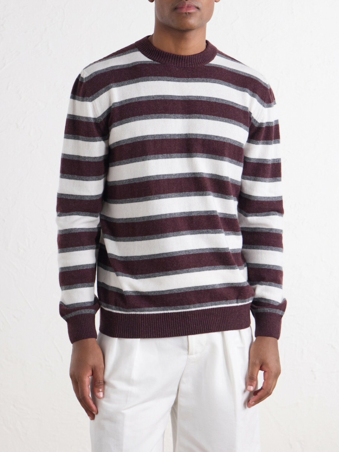 Eleventy - Striped Cashmere Sweater - Brown