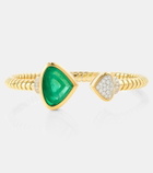 Marina B Trisolina 18kt gold cuff bracelet with diamonds and emerald