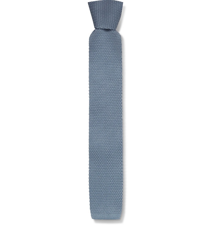 Photo: Anderson & Sheppard - 6.5cm Knitted Silk Tie - Blue