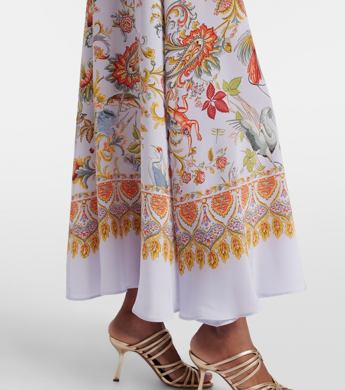 Etro Scarf-detail floral silk maxi dress