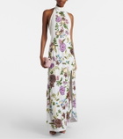 Là Fuori Luminous Flounce embellished floral gown