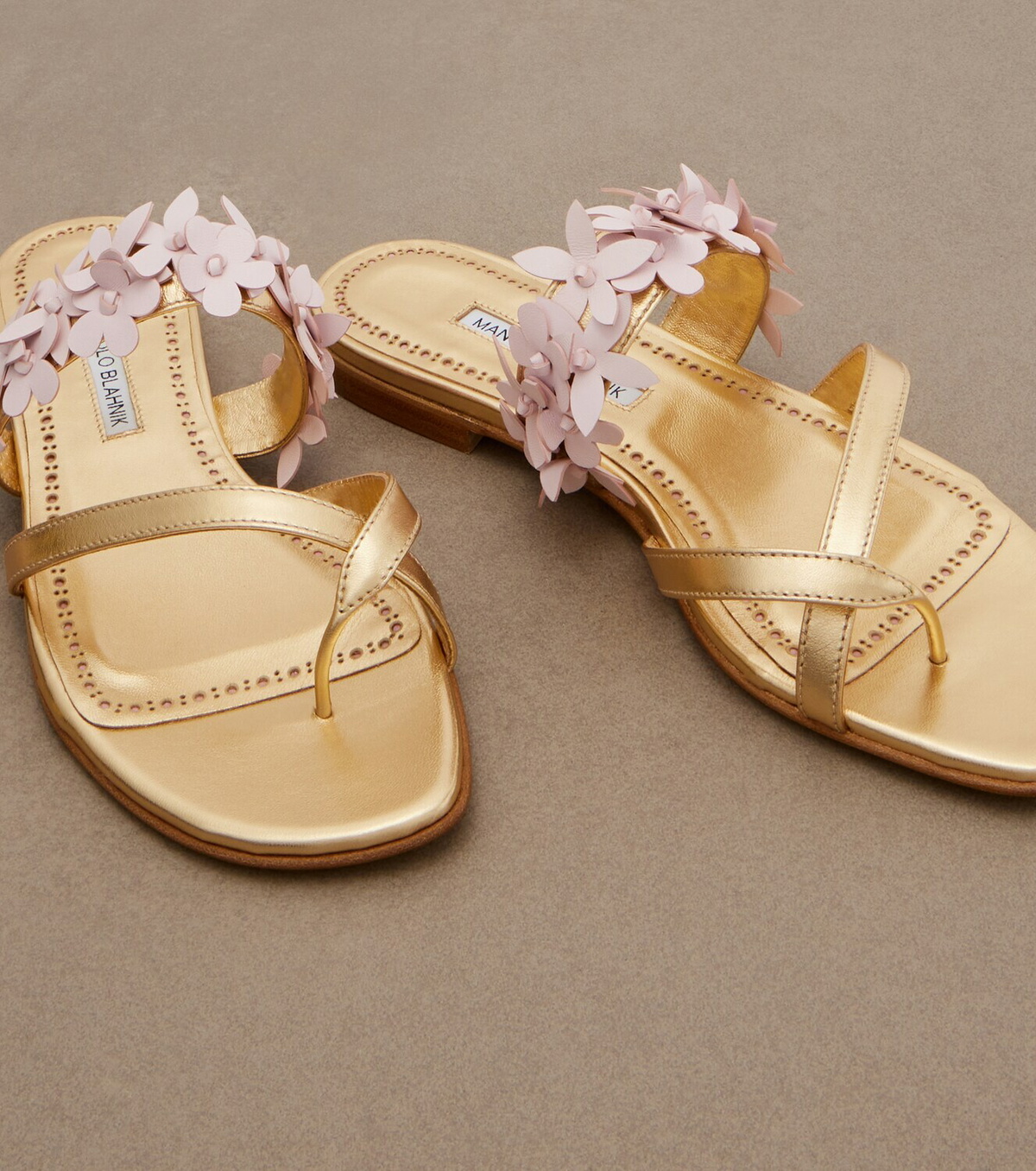 Manolo Blahnik Fiosabi appliqué leather thong sandals