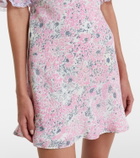 Alessandra Rich Lace-trimmed floral silk minidress