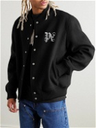 Palm Angels - Logo-Embroidered Wool-Blend Varsity Jacket - Black