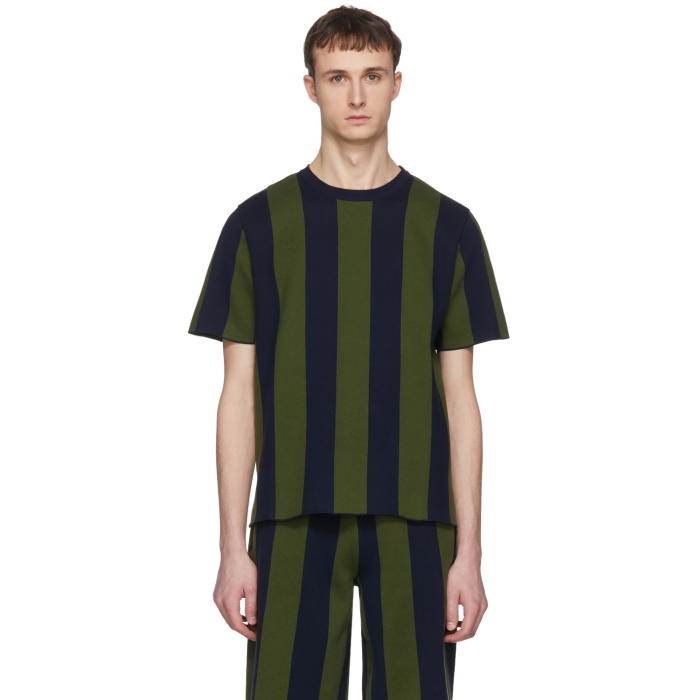 Photo: Sunnei Green and Navy Striped T-Shirt