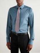 Canali - Spread-Collar Cotton-Blend Poplin Shirt - Blue