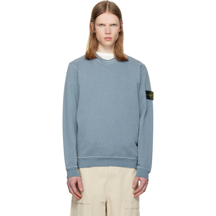 Photo: Stone Island Blue 6100034 Malfilé Fleece 'Old' Effect Sweatshirt