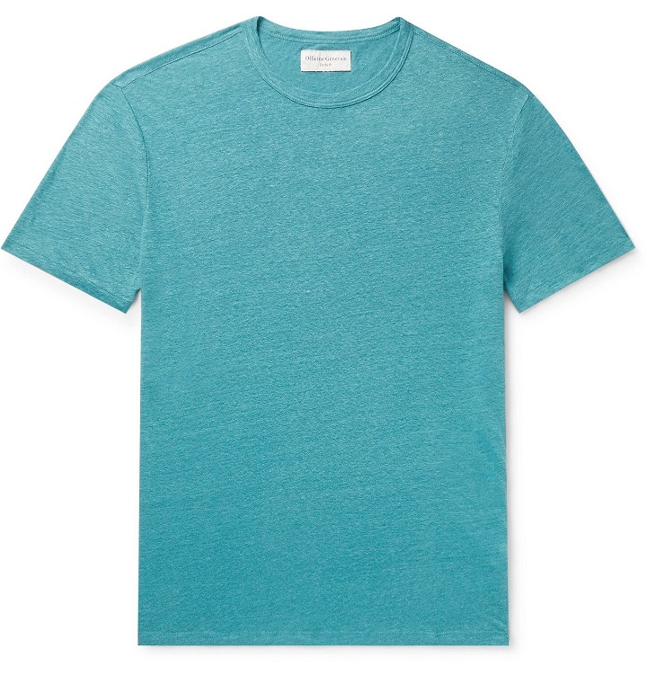 Photo: OFFICINE GÉNÉRALE - Garment-Dyed Linen T-Shirt - Blue