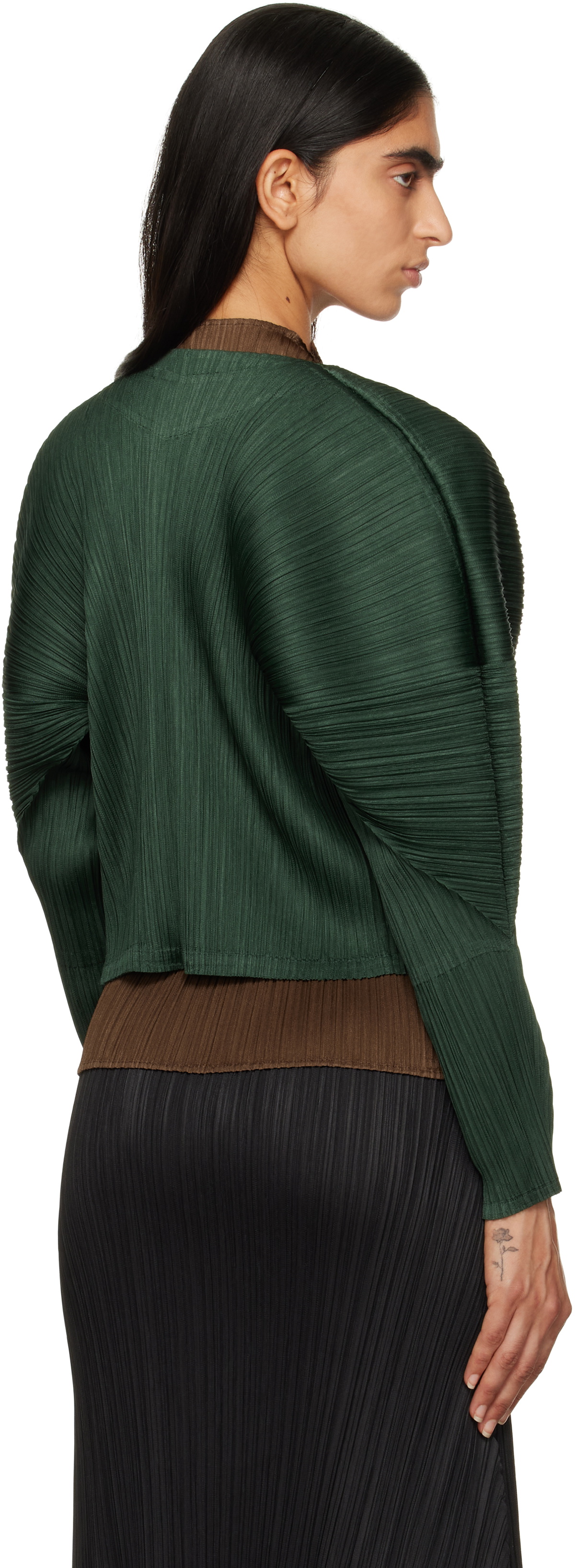 PLEATS PLEASE ISSEY MIYAKE Green Monthly Colors October Cardigan