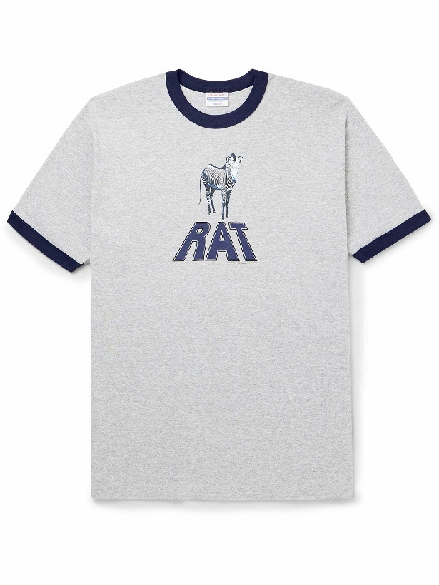 Photo: Stray Rats - Zebra Printed Cotton-Jersey T-Shirt - Gray