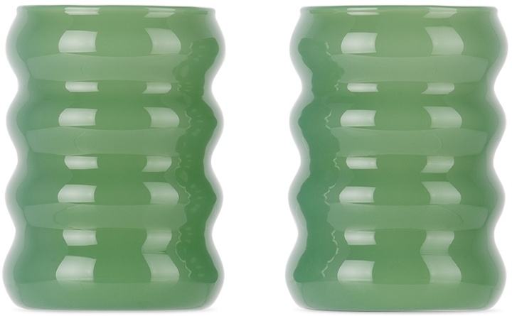 Photo: Sophie Lou Jacobsen Green Small Opaque Ripple Glass Set