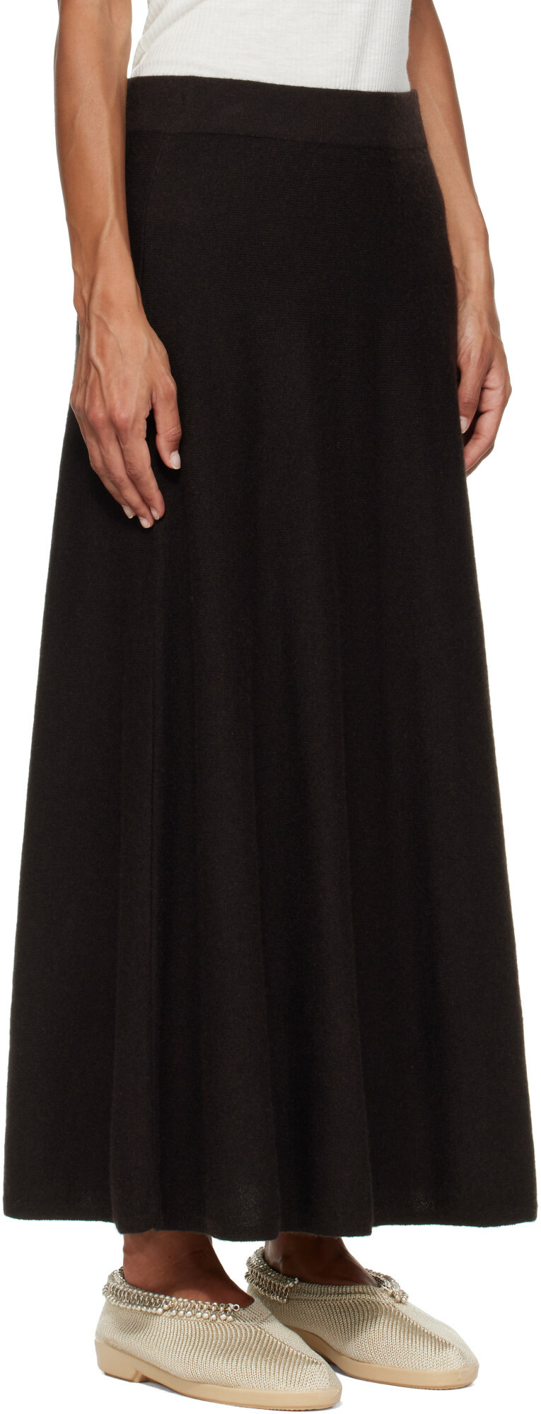 LISA YANG Brown Torie Midi Skirt