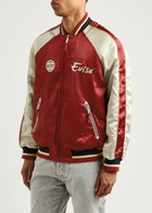 Evisu Seagull and The Great Wave Reversible Satin Varsity Jacket Dark Red