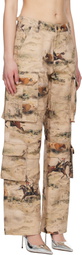 Andersson Bell Beige Cowboy Printed Cargo Pants