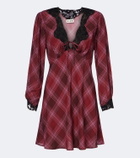 Rixo Carolina plaid lace-trimmed minidress
