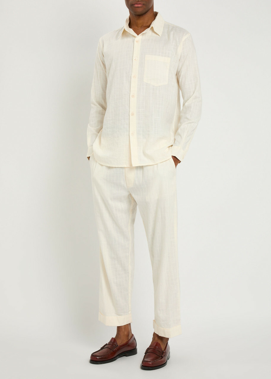 Smr Days Malibu Embroidered Straight-leg Cotton-blend Trousers Ecru
