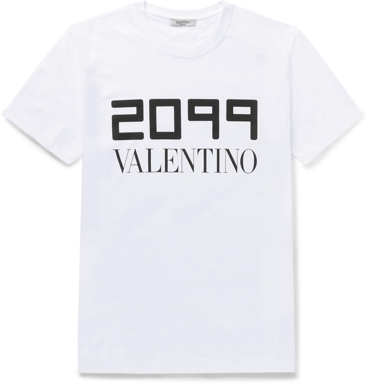 Photo: Valentino - Printed Cotton-Jersey T-Shirt - White