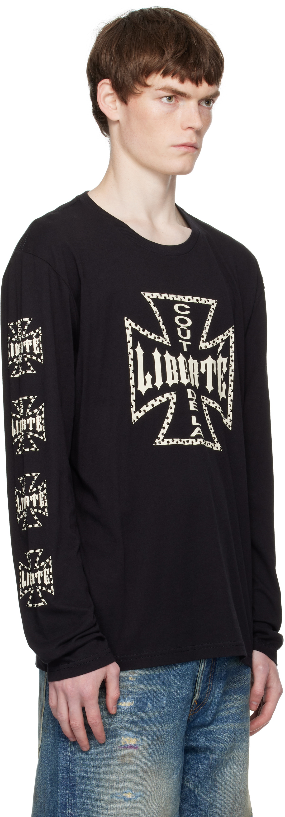 COÛT DE LA LIBERTÉ Black Acadian Printed Logo Crystal T-shirt