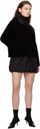 Juun.J Black Crinkled Drape Miniskirt