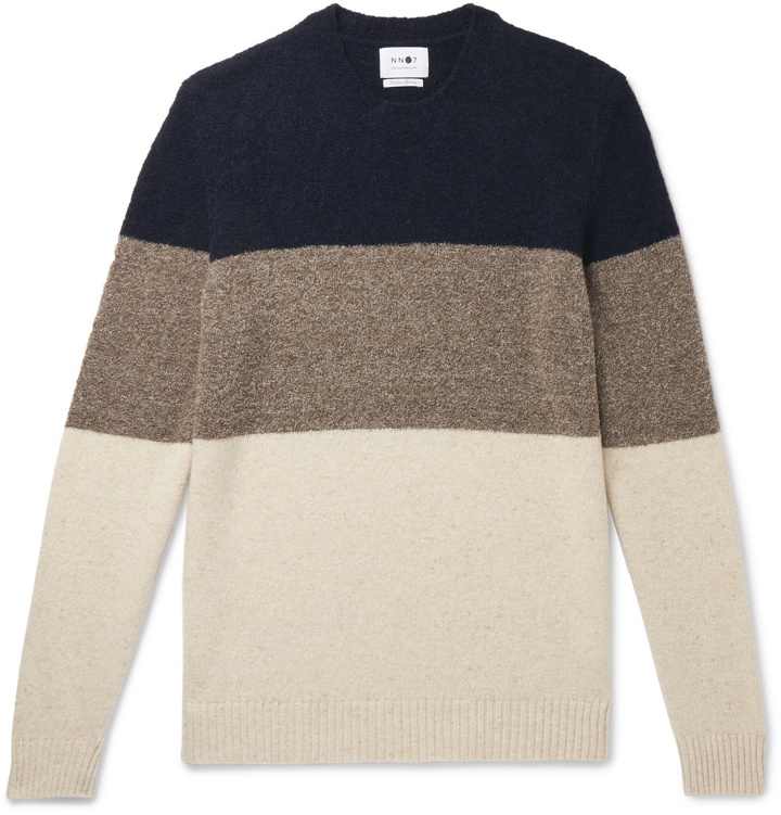 Photo: NN07 - Ed Striped Bouclé and Donegal Wool-Blend Sweater - Neutrals