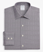 Brooks Brothers Men's Stretch Regent Regular-Fit Dress Shirt, Non-Iron Royal Oxford Ainsley Collar Glen Plaid | Purple