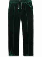 TOM FORD - Straight-Leg Pleated Velvet Sweatpants - Green