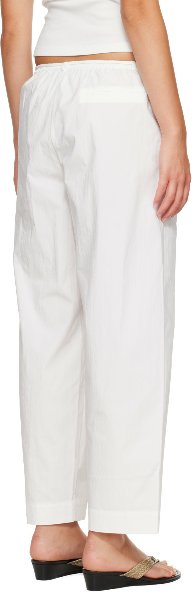 St. Agni White Fine Rouleau Crop Trousers