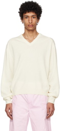 LEMAIRE White V-Neck Sweater