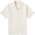 Maison Margiela Men's Embroidered Logo Vacation Shirt in Ivory