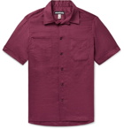 Monitaly - Camp-Collar Linen Shirt - Men - Burgundy