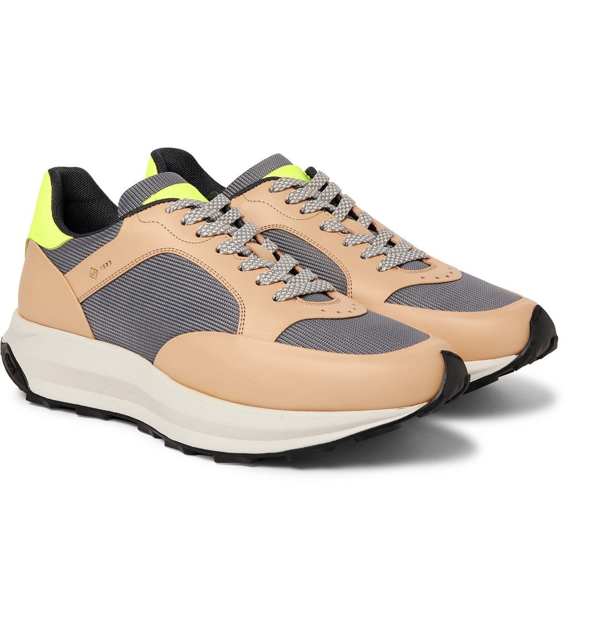 DUNHILL - Aerial Runner Rubber-Trimmed Mesh and Leather Sneakers ...