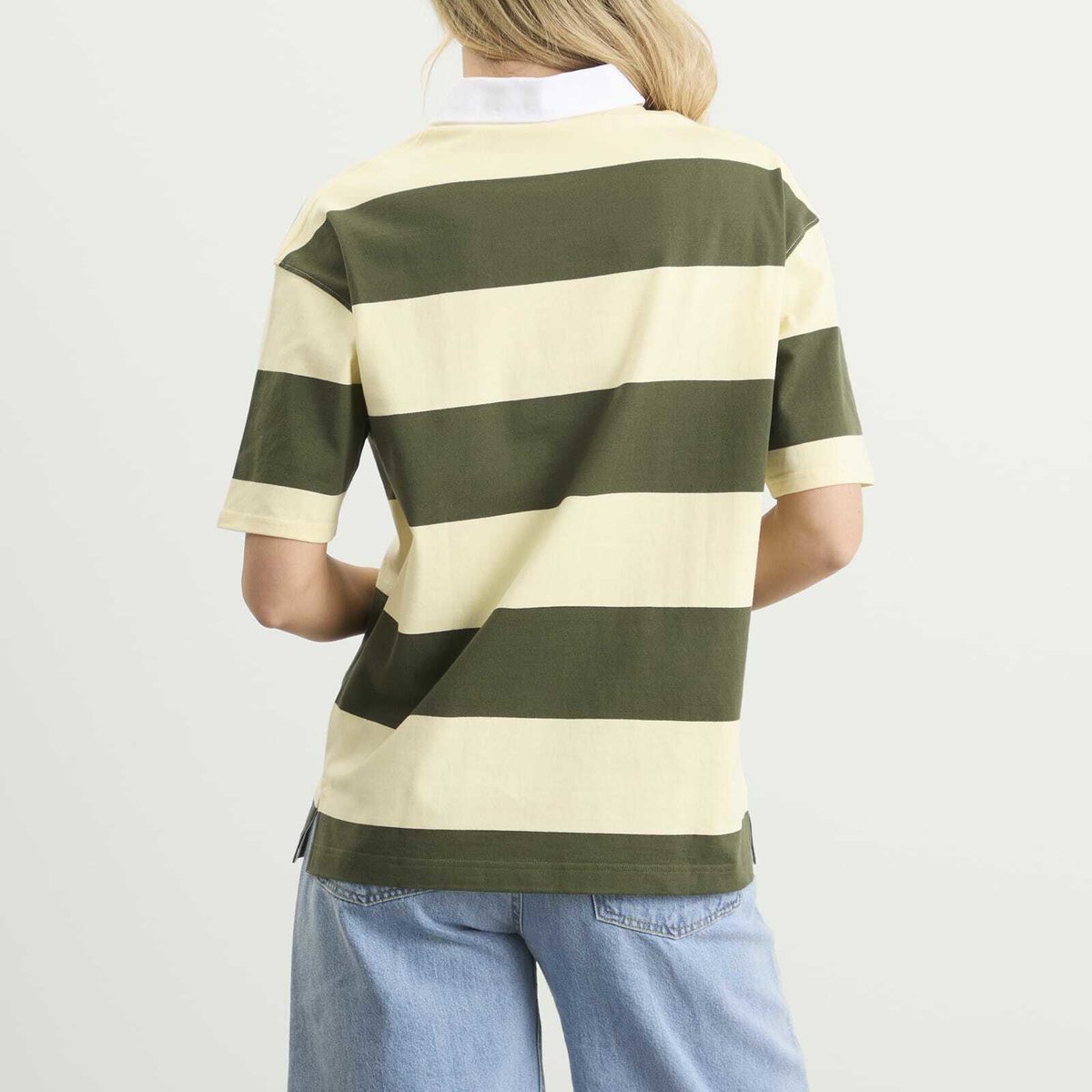 Coperni Women's Striped Polo Top in Green Yellow