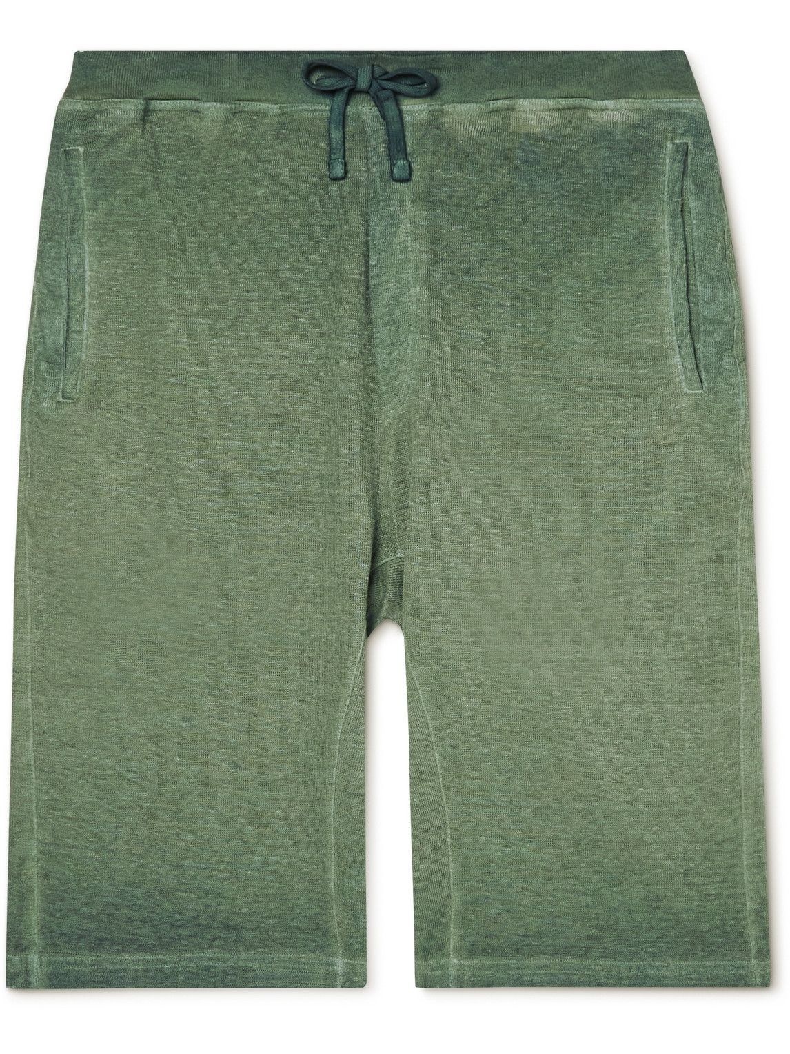 Photo: 120% - Straight-Leg Linen-Blend Jersey Drawstring Shorts - Green